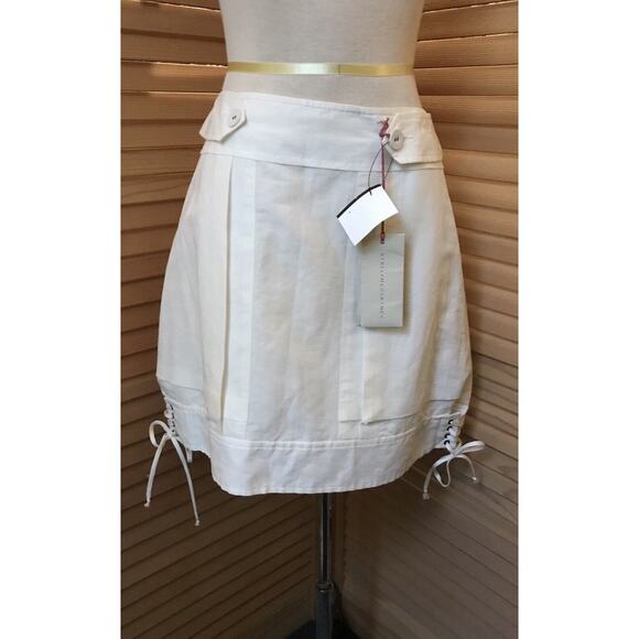 NWT STELLA McCARTNEY SKIRT Sz 40 laced sides Silk Linen Cotton - Picture 1 of 7